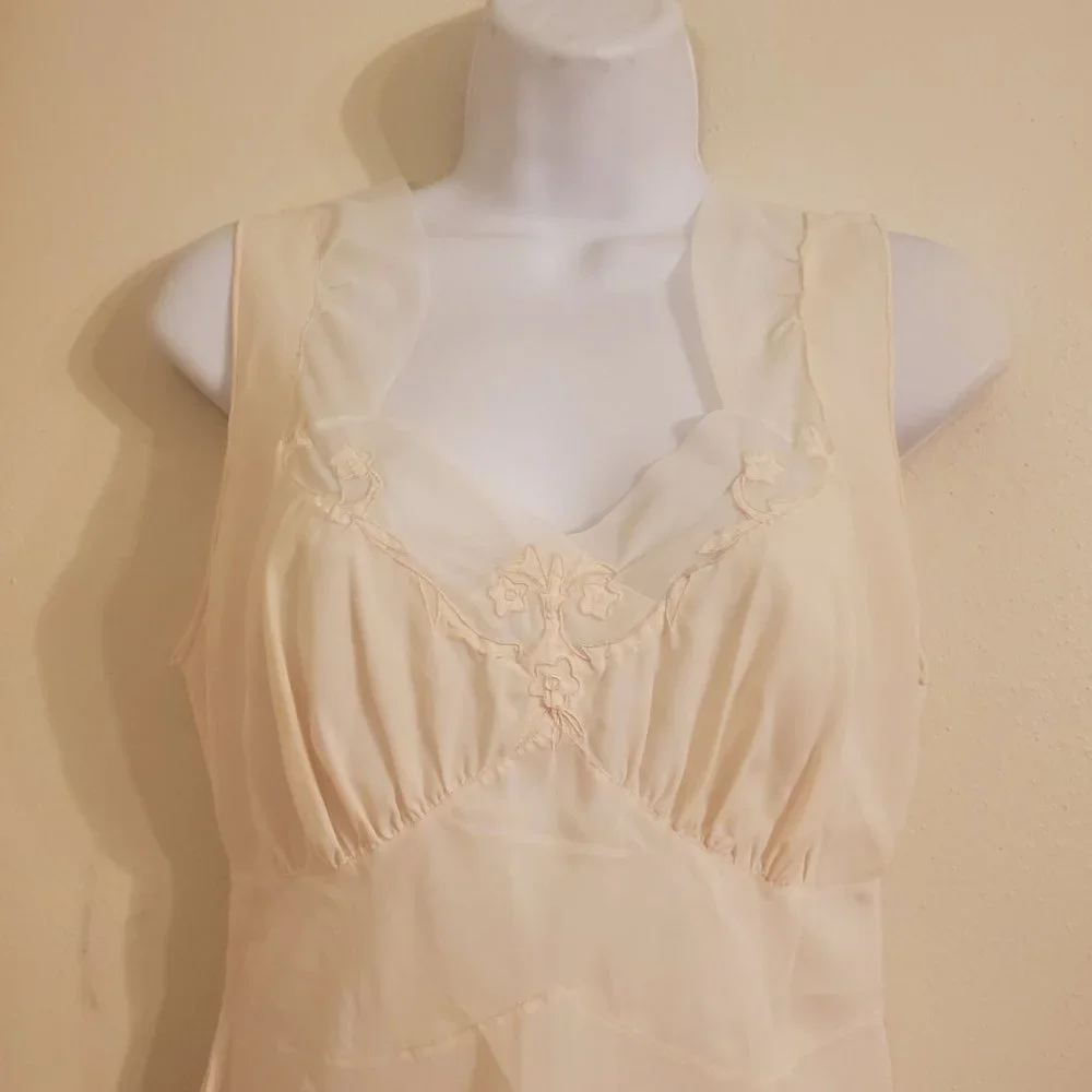 Vintage Nightgown Peignoir Sheer Bridal 32 Summer Sexy Babydoll Slip Dress Fairy - Picture 3 of 4